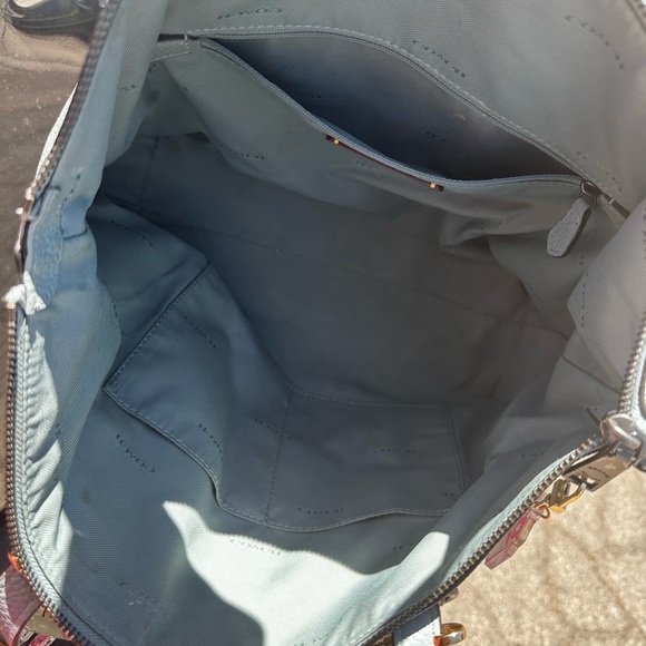 Coach Gray Blue Leather Tote Bag - Picture 4 of 6